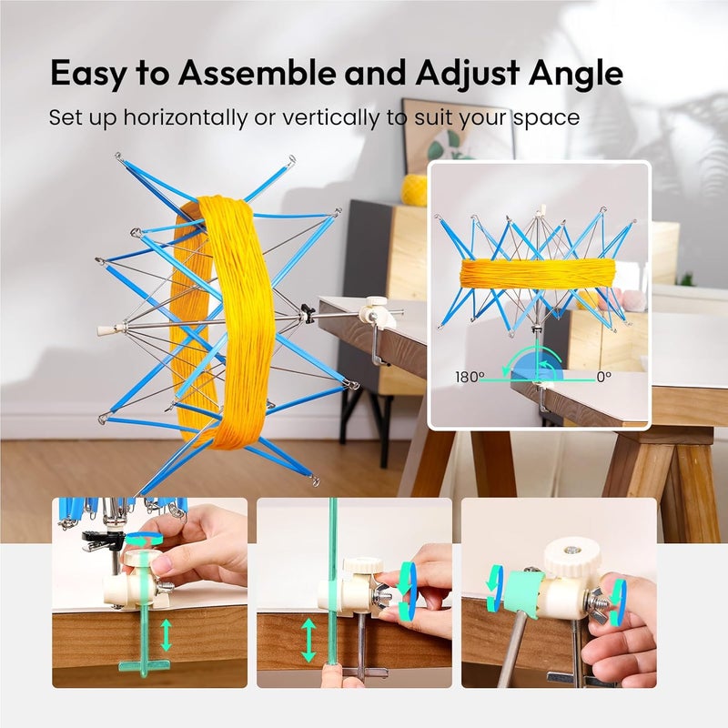 Etcokei Yarn Swift, Yarn Umbrella Swift for Crocheting, Holder for Skeins Flexible Lightweight Foldable Design, Height & Diameter Adjustable to Suit Space, Ideal Helper for Yarn Knitting Enthusiasts - Image 5